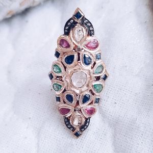 Vintage Ruby Emeralds Sapphires Ring Diamond 7